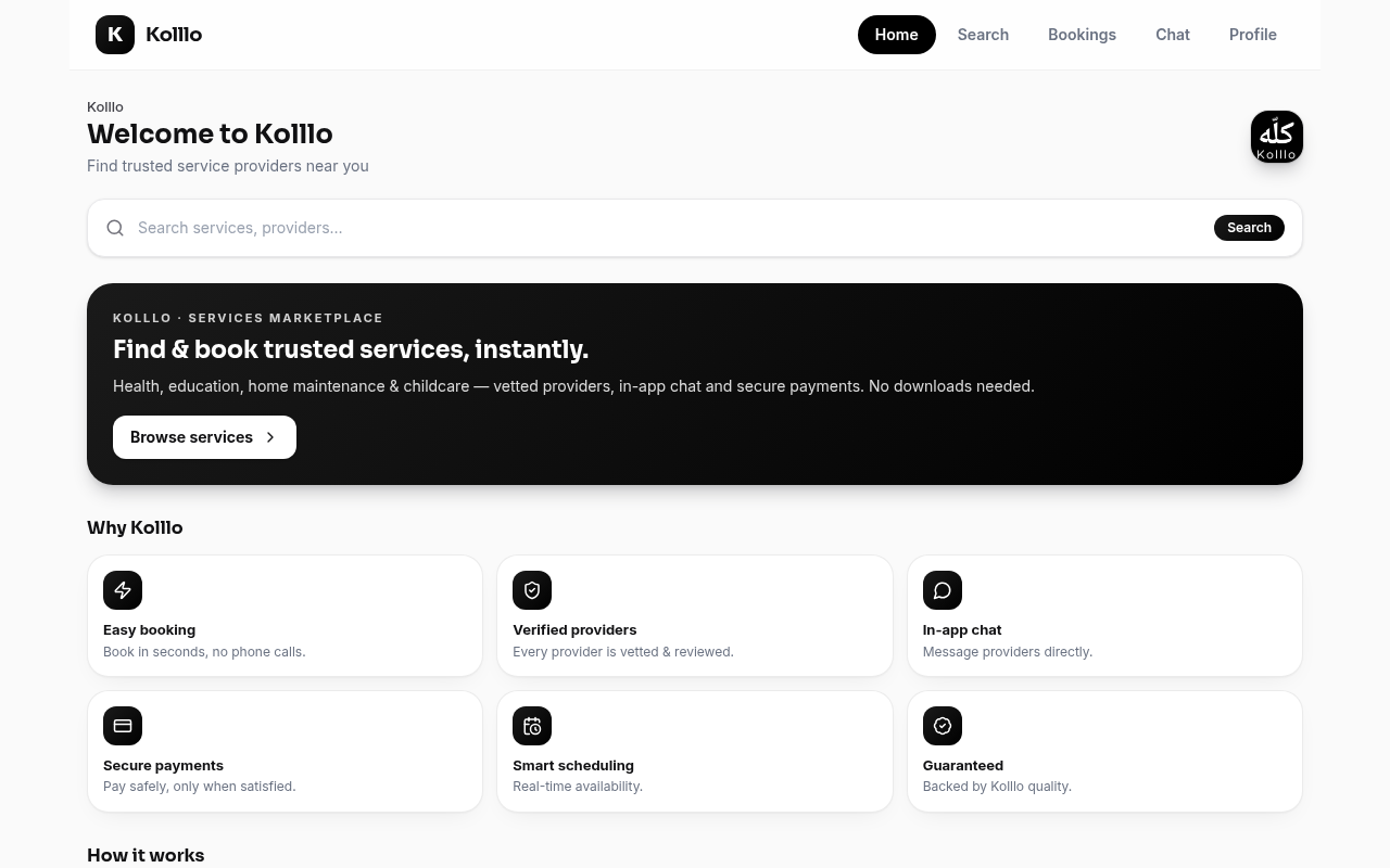 Kolllo — services marketplace